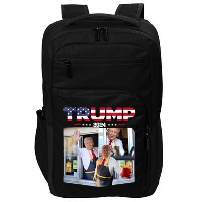 Trump Works The Drive Thru Fast Food Worker French Fries Impact Tech Backpack