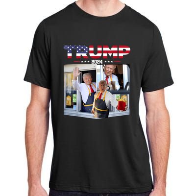 Trump Works The Drive Thru Fast Food Worker French Fries Adult ChromaSoft Performance T-Shirt