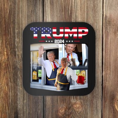 Trump Works The Drive Thru Fast Food Worker French Fries Coaster