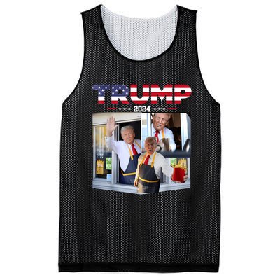 Trump Works The Drive Thru Fast Food Worker French Fries Mesh Reversible Basketball Jersey Tank