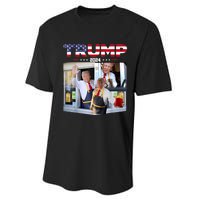 Trump Works The Drive Thru Fast Food Worker French Fries Performance Sprint T-Shirt