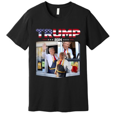 Trump Works The Drive Thru Fast Food Worker French Fries Premium T-Shirt