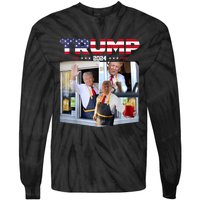 Trump Works The Drive Thru Fast Food Worker French Fries Tie-Dye Long Sleeve Shirt