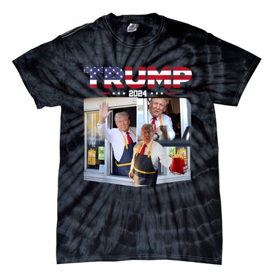 Trump Works The Drive Thru Fast Food Worker French Fries Tie-Dye T-Shirt