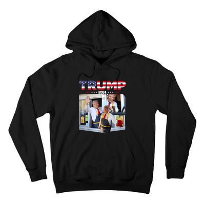 Trump Works The Drive Thru Fast Food Worker French Fries Tall Hoodie