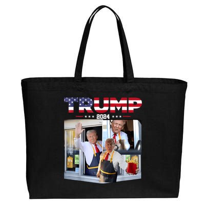 Trump Works The Drive Thru Fast Food Worker French Fries Cotton Canvas Jumbo Tote