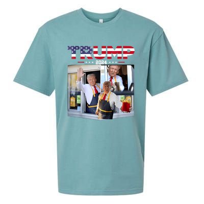 Trump Works The Drive Thru Fast Food Worker French Fries Sueded Cloud Jersey T-Shirt