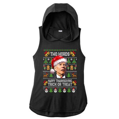 Two Words Trick Or Treat Joe Biden Christmas Sweaters Gift Ladies PosiCharge Tri-Blend Wicking Draft Hoodie Tank