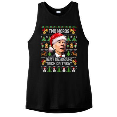 Two Words Trick Or Treat Joe Biden Christmas Sweaters Gift Ladies PosiCharge Tri-Blend Wicking Tank