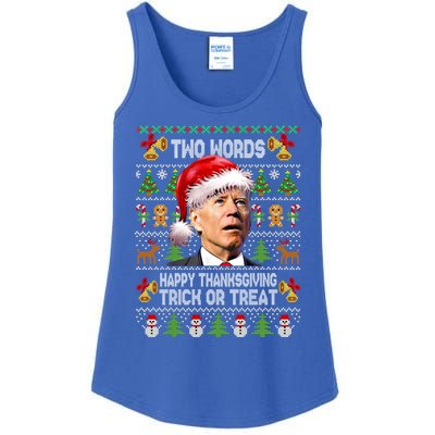 Two Words Trick Or Treat Joe Biden Christmas Sweaters Gift Ladies Essential Tank