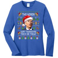 Two Words Trick Or Treat Joe Biden Christmas Sweaters Gift Ladies Long Sleeve Shirt