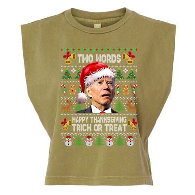 Two Words Trick Or Treat Joe Biden Christmas Sweaters Gift Garment-Dyed Women's Muscle Tee