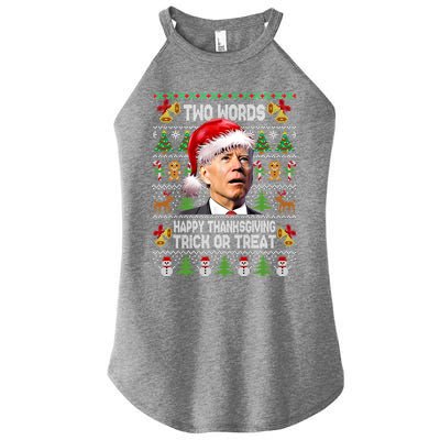 Two Words Trick Or Treat Joe Biden Christmas Sweaters Gift Women's Perfect Tri Rocker Tank