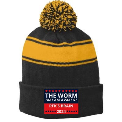 The Worm That Ate A Part Of Rfk’S Brain 2024 Stripe Pom Pom Beanie