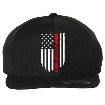 Trump Will Trump Again USA Vintage Flag Wool Snapback Cap