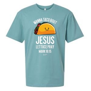 Tacos Wanna Taco Bout Jesus Lettuce Pray Sueded Cloud Jersey T-Shirt