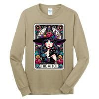 The Witch Tarot Card Halloween Gothic Witchy Vibes Black Cat Tall Long Sleeve T-Shirt