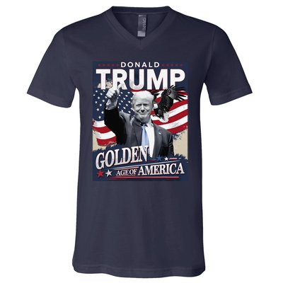 Trump Wins The Election Celebrating Golden Age Of America V-Neck T-Shirt