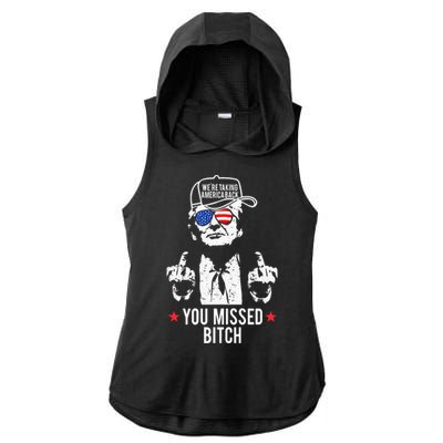 Trump WeRe Taking America Back You Missed Bitch Tank Top Ladies PosiCharge Tri-Blend Wicking Draft Hoodie Tank