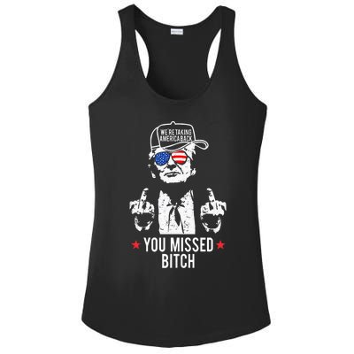 Trump WeRe Taking America Back You Missed Bitch Tank Top Ladies PosiCharge Competitor Racerback Tank