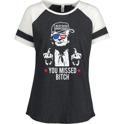 Trump WeRe Taking America Back You Missed Bitch Tank Top Enza Ladies Jersey Colorblock Tee