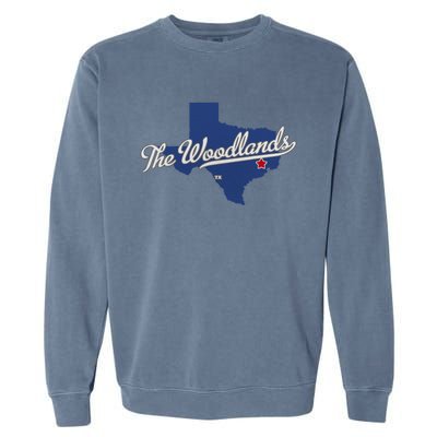 The Woodlands Texas TX Map Garment-Dyed Sweatshirt