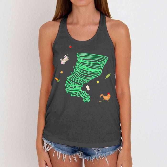 Tornado Weather Twister Hurricane Women's Knotted Racerback Tank