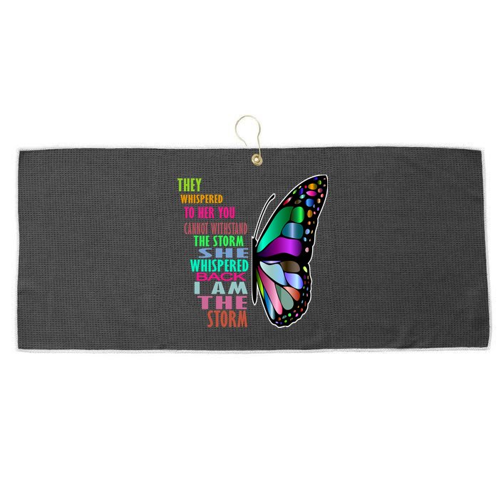 They Whispered To Her You Cannot Withstand The Storm Large Microfiber Waffle Golf Towel