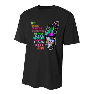 They Whispered To Her You Cannot Withstand The Storm Youth Performance Sprint T-Shirt