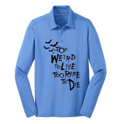 Too Weird To Live Rare To Die Hunter Thompson Silk Touch Performance Long Sleeve Polo