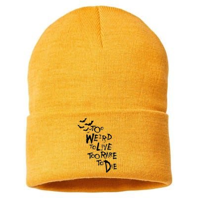 Too Weird To Live Rare To Die Hunter Thompson Sustainable Knit Beanie