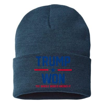 Trump Won The Whole World Knows It Sustainable Knit Beanie