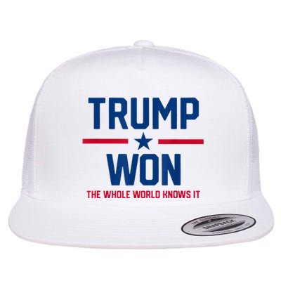 Trump Won The Whole World Knows It Flat Bill Trucker Hat