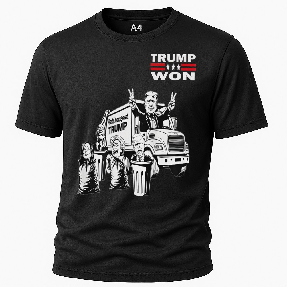 Trump Won Trump Waste Management Funny Trump Garbage Truck Cooling Performance Crew T-Shirt