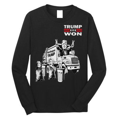Trump Won Trump Waste Management Funny Trump Garbage Truck Long Sleeve Shirt
