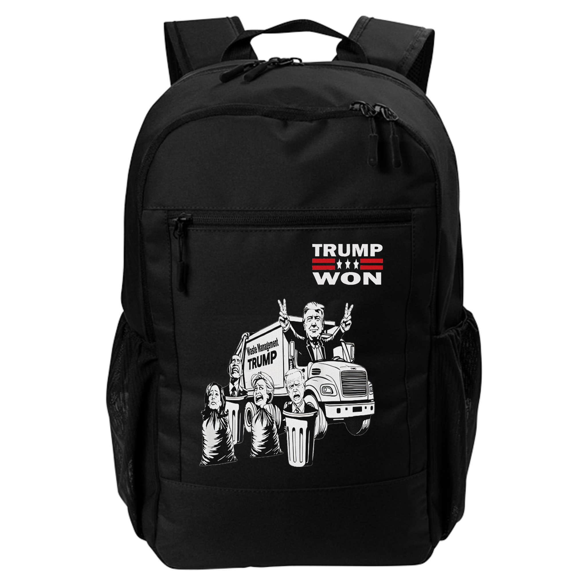 Trump Won Trump Waste Management Funny Trump Garbage Truck Backpack