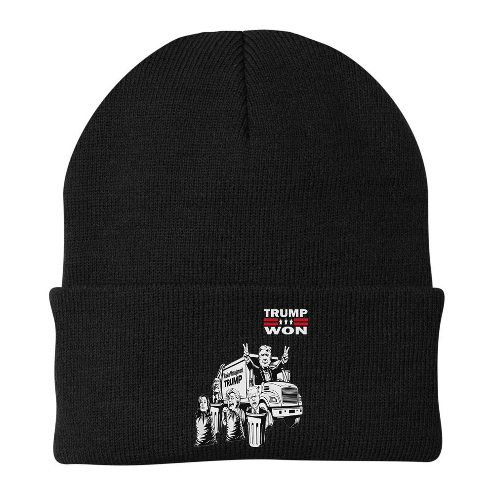 Trump Won Trump Waste Management Funny Trump Garbage Truck Beanie