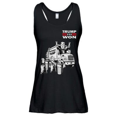 Trump Won Trump Waste Management Funny Trump Garbage Truck Ladies Essential Flowy Tank