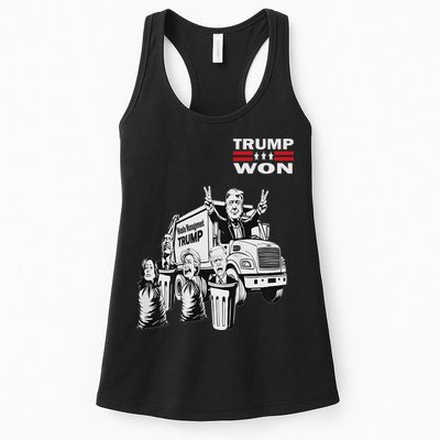 Trump Won Trump Waste Management Funny Trump Garbage Truck Womens Tank Top