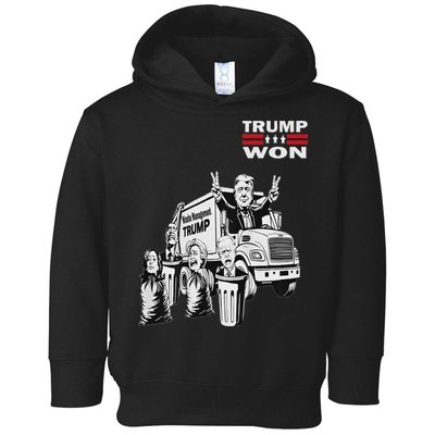 Trump Won Trump Waste Management Funny Trump Garbage Truck Toddler Hoodie