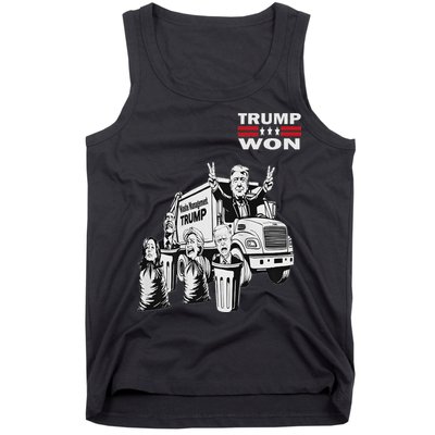 Trump Won Trump Waste Management Funny Trump Garbage Truck Tank Top