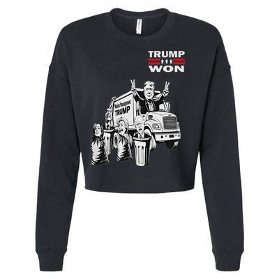 Trump Won Trump Waste Management Funny Trump Garbage Truck Cropped Pullover Crew