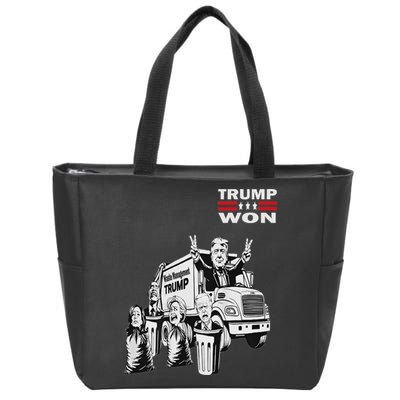 Trump Won Trump Waste Management Funny Trump Garbage Truck Zip Tote Bag