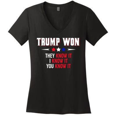 Trump Won They Know It I Know It You Know It Women's V-Neck T-Shirt