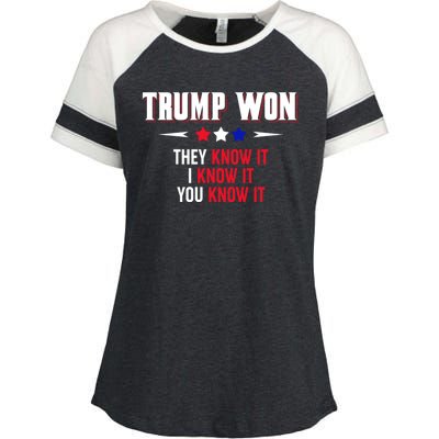 Trump Won They Know It I Know It You Know It Enza Ladies Jersey Colorblock Tee