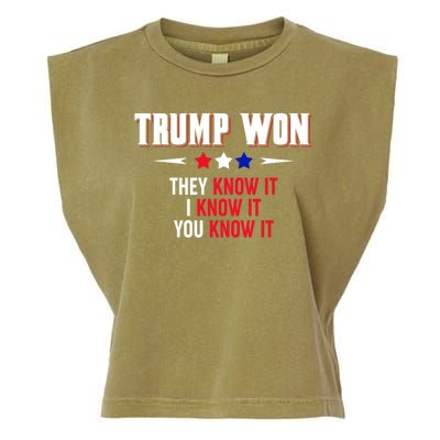 Trump Won They Know It I Know It You Know It Garment-Dyed Women's Muscle Tee