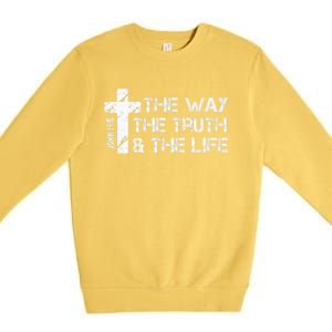 The Way Truth Life John 14 6 Bible Verse Christian Faith Premium Crewneck Sweatshirt