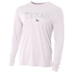 Texas Wo Texas State Map Flag Distressed Cooling Performance Long Sleeve Crew