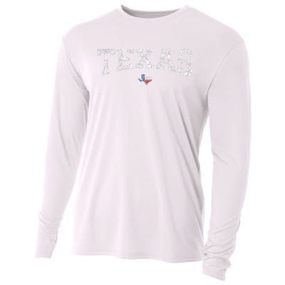 Texas Wo Texas State Map Flag Distressed Cooling Performance Long Sleeve Crew