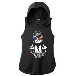 Trump Were Taking America Back You Missed Bitch Funny Ladies PosiCharge Tri-Blend Wicking Draft Hoodie Tank